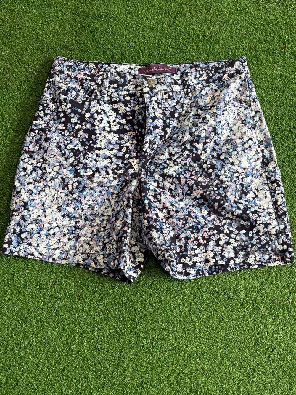 Gloria Vanderbilt Amanda Floral Print Denim Shorts Size 10